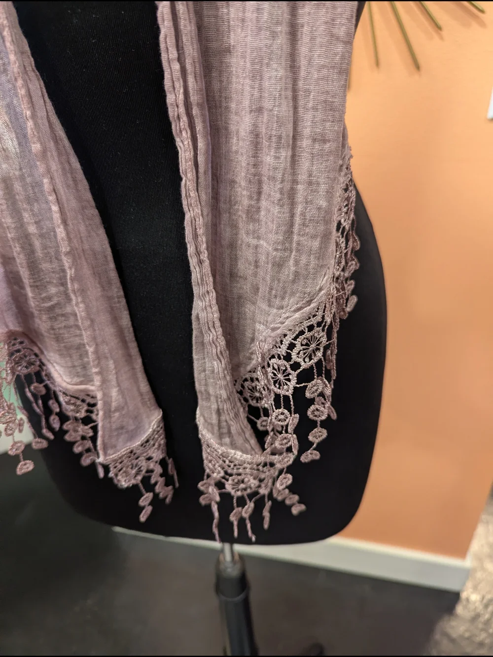 Vintage Mauve Pink Y2K Feminine Boho Babe Lace Scarf Festival Vibes Belt